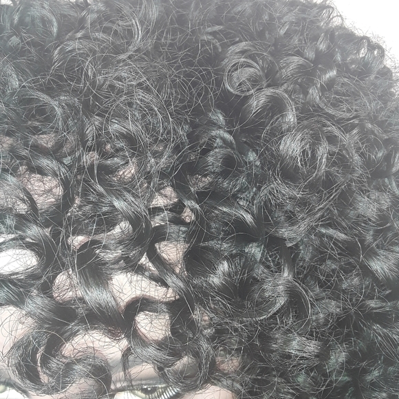 Black Curly Synthetic Short Wig main image 5